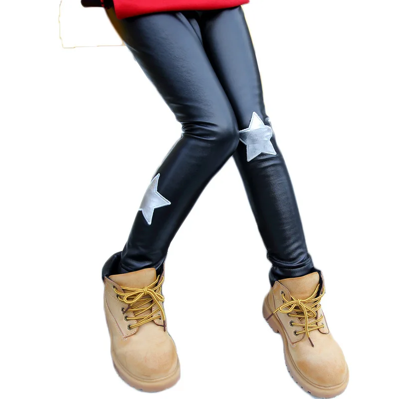 Kids Girls Faux Leather Pants Winter 2018 Teenage Girls Pants Winter Leggings Children Girl