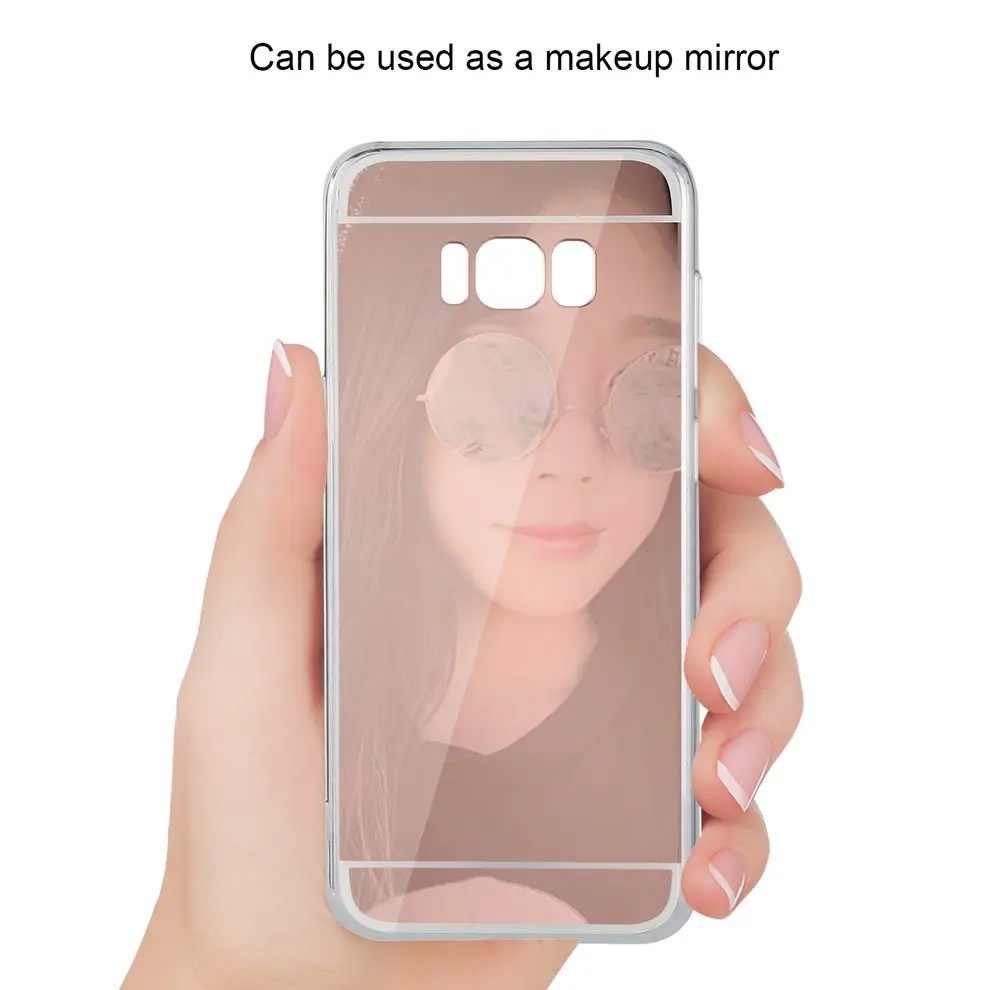 

Rose Gold Color Slim Shockproof Soft Silicone TPU Plating Back MakeUp Mirror Phone Case Protective Case for Samsung S8 Plus