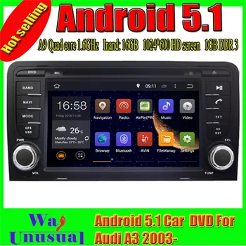 

Free shipping 7" Quad Core 16G Pure Android 5.1.1 Car DVD Player for Audi A3 2003- Auto GPS Navigation Free Maps 1024*600