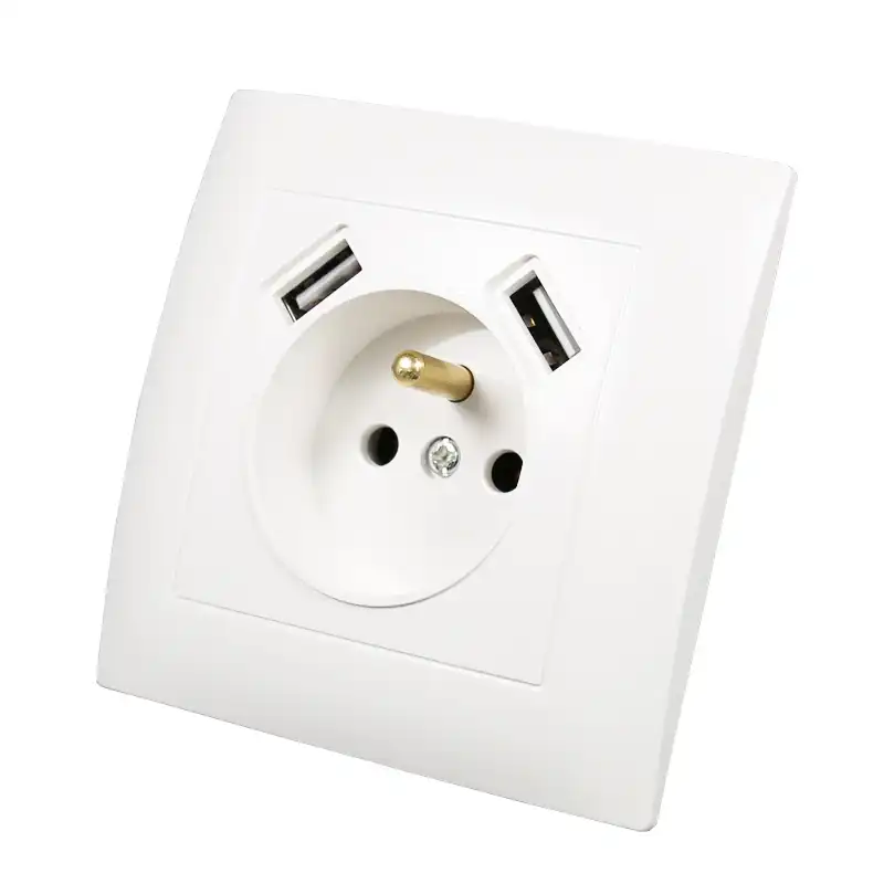 Enchufe Frances De Pared Usb Doble Puerto Usb 5v 2a Usb Lc 19 Un Enchufe Blanco Con Toma Electronica De Pared De Tierra De Alta Calidad Aliexpress