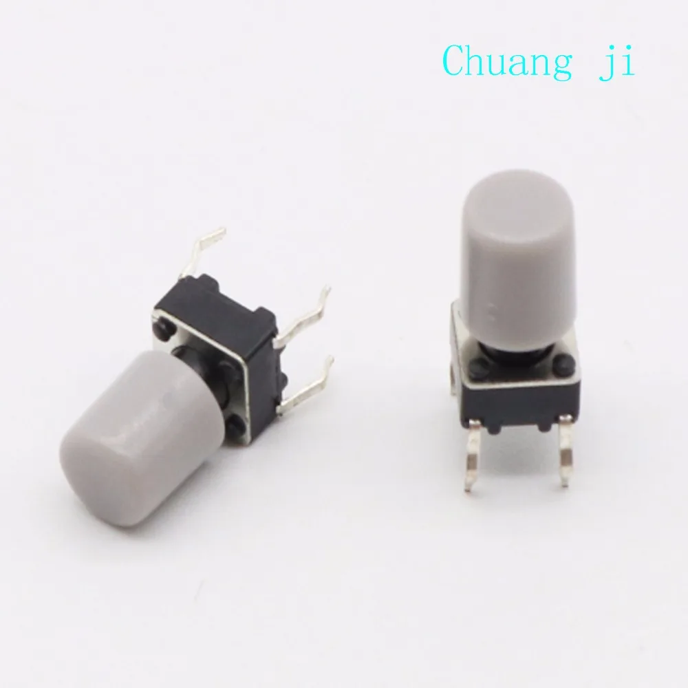

100pcs/lot Gray Plastic Cap Hat for 6*6mm G61 Tactile Push Button Switch Lid Cover Free Shipping