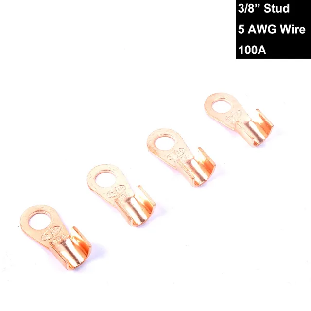Copper Battery Terminal Lugs Kit End Connection Upto 5AWG Wire 3/8