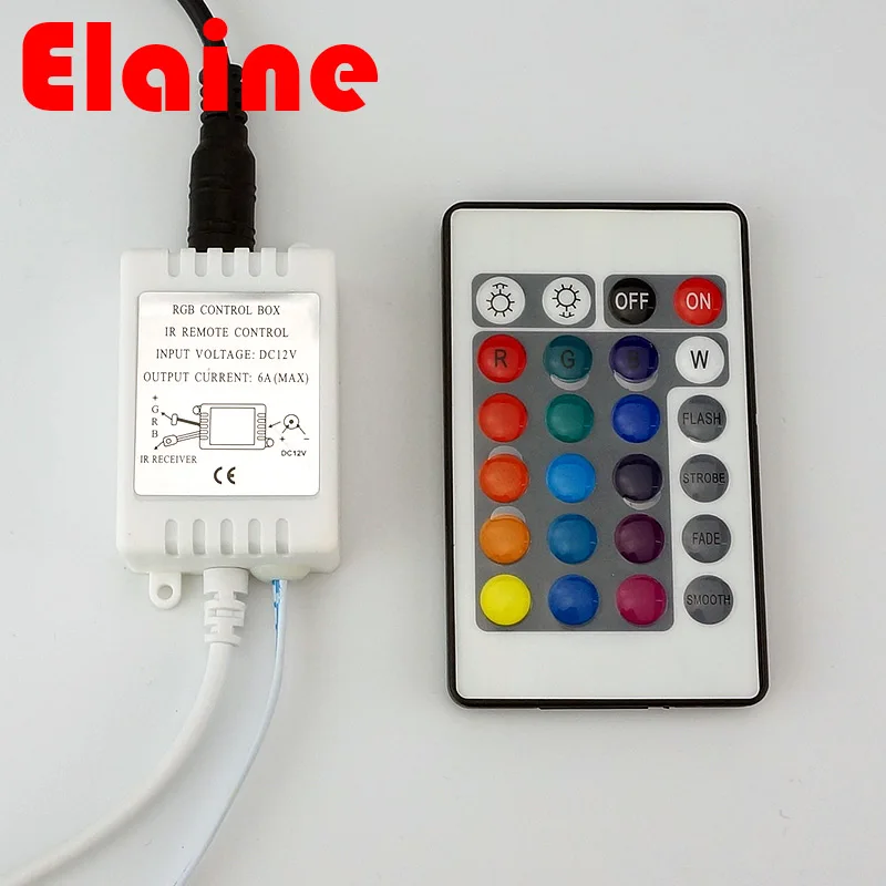 

DC12V 24 Keys IR Remote RGB Controller for SMD3528/5050/5730/5630/3014 RGB LED Strip Mini Controller