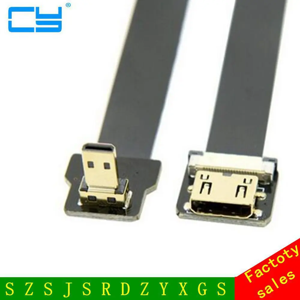 JSER 90 Degree Up Angled FPV Micro HDMI Male to Mini HDMI FPC Flat Cable 20cm for GOPRO Multicopter Aerial Photography JSER
