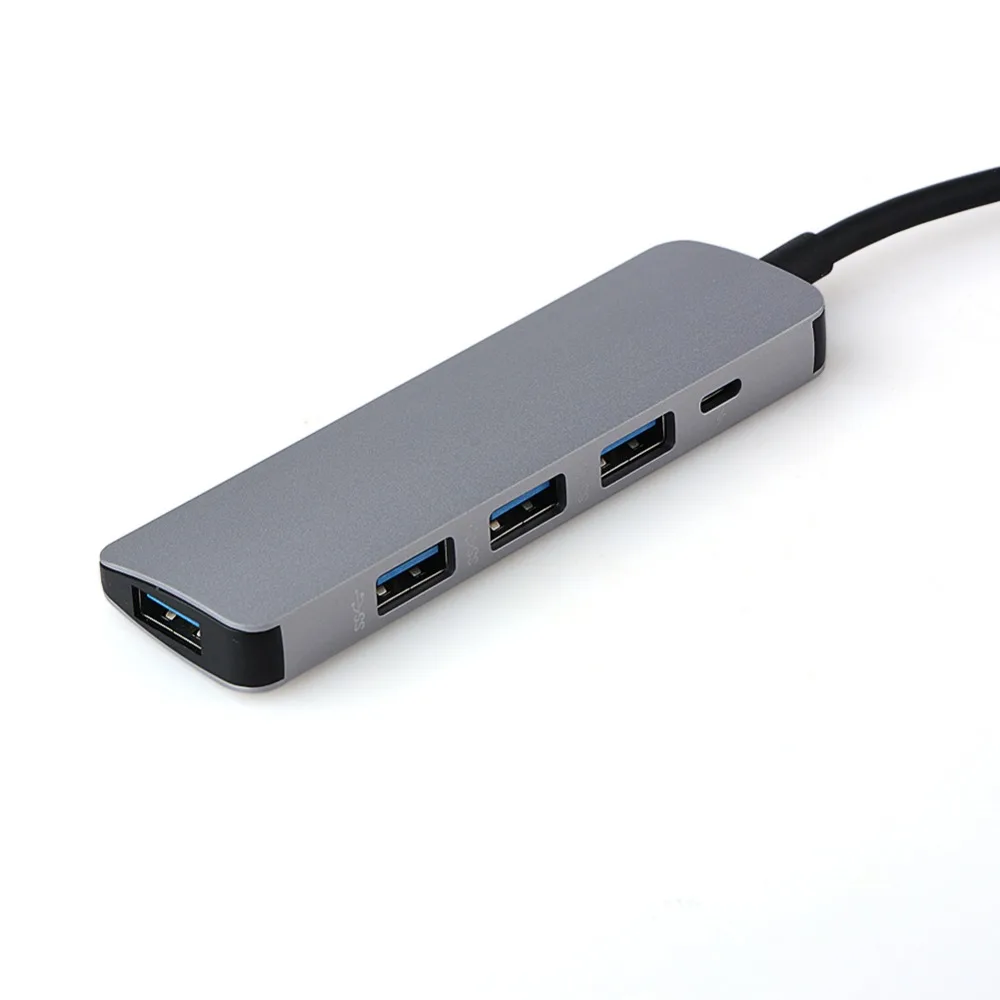 5в1 концентратор Usb Type C Алюминиевый сплав Usb 3,0 хаб порт Usb C адаптер Компьютерные аксессуары оптом(4 usb3.0 и 1 microusb