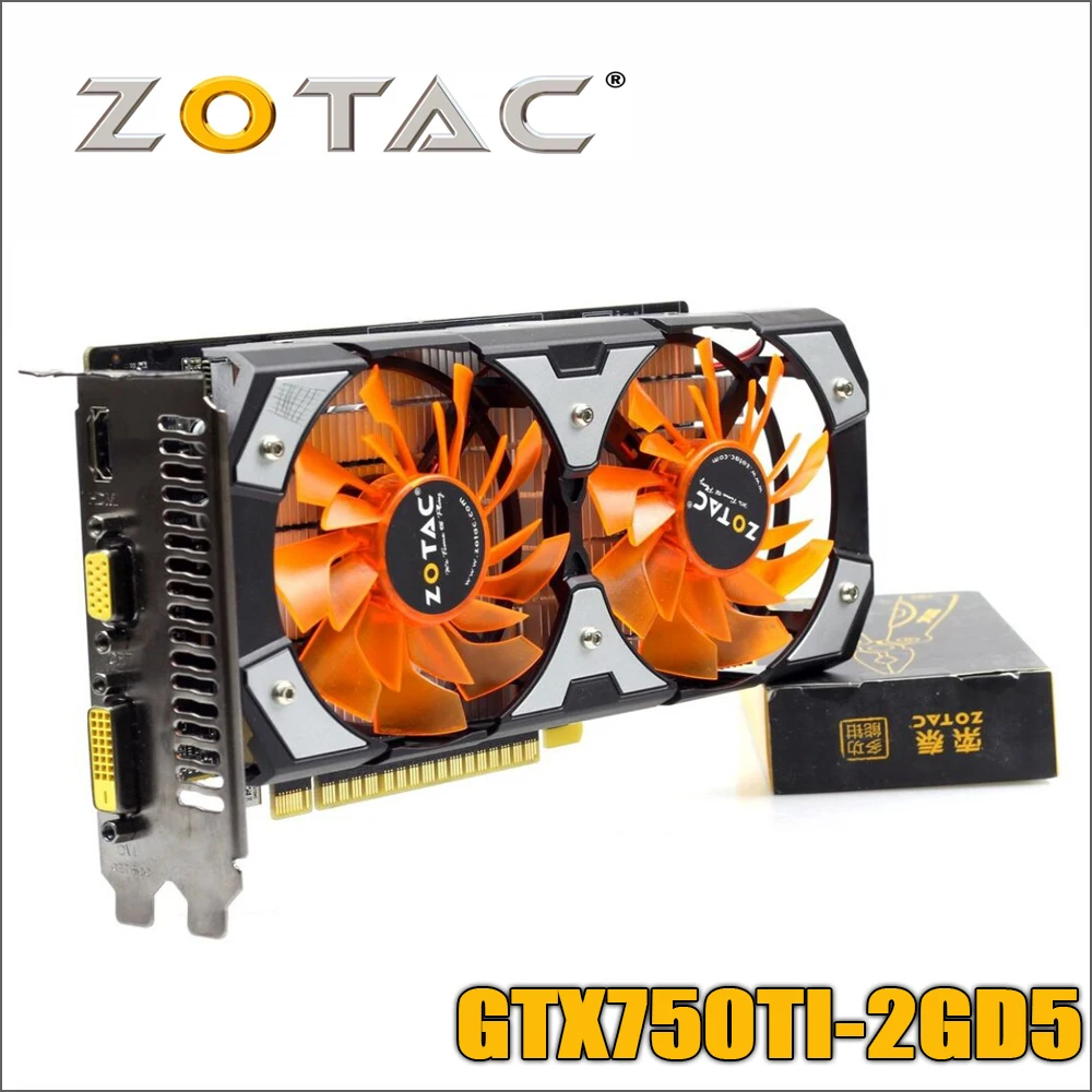 Б/у оригинальная видеокарта ZOTAC GTX 750Ti-2GD5 GDDR5 видеокарты для nVIDIA GeForce GTX750 Ti 2GB GTX 750 TI 2G 1050ti Hdmi