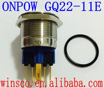 

5PCS/LOT ONPOW 22mm 12V Tri-color LED Red ring illuminated Stainless steel Pushbutton switch (GQ22-11E/RGB/12V/S) CE, ROHS