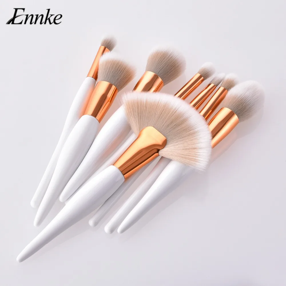 

Large Makeup Brush Set White Concealer Foundation Blush Powder Blending Cosmetic Make Up Brushes Eyeshadow Fan Highlighter Brush