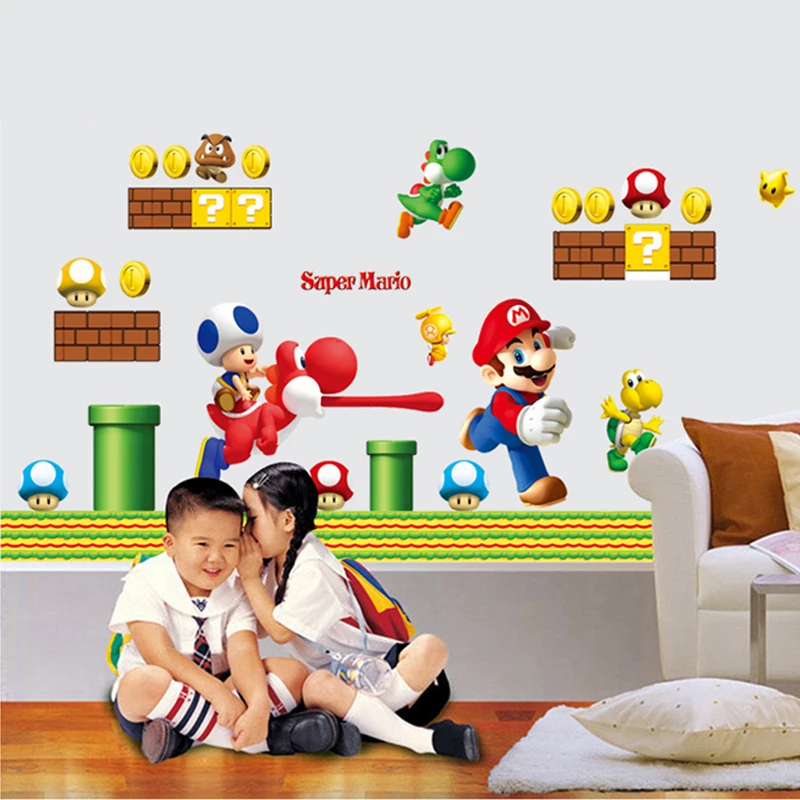 

cartoon game super Mario wall decals for bedroom nursery wall art decor adesivos de parede diy pvc stickers kids gift