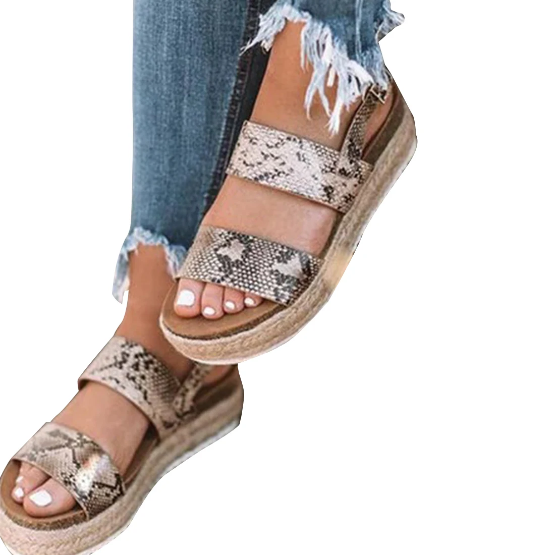 

2019 New Platform Sandals With Wedges Shoes For Women Summer Chaussures Femme Leather Women Sandals Heels Sandalias Mujer