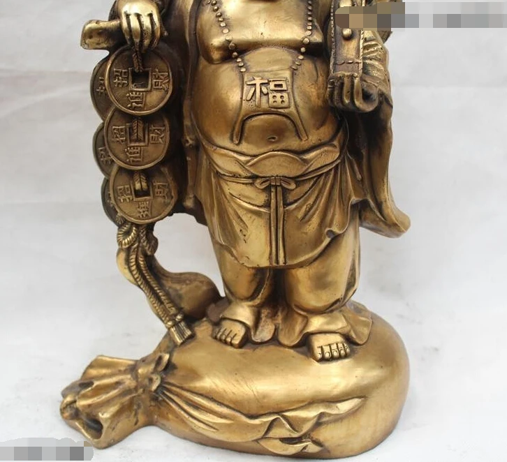 16 &quotКитайский латунный лежа для денег богатства Ruyi счастливый смех Maitreya статуя