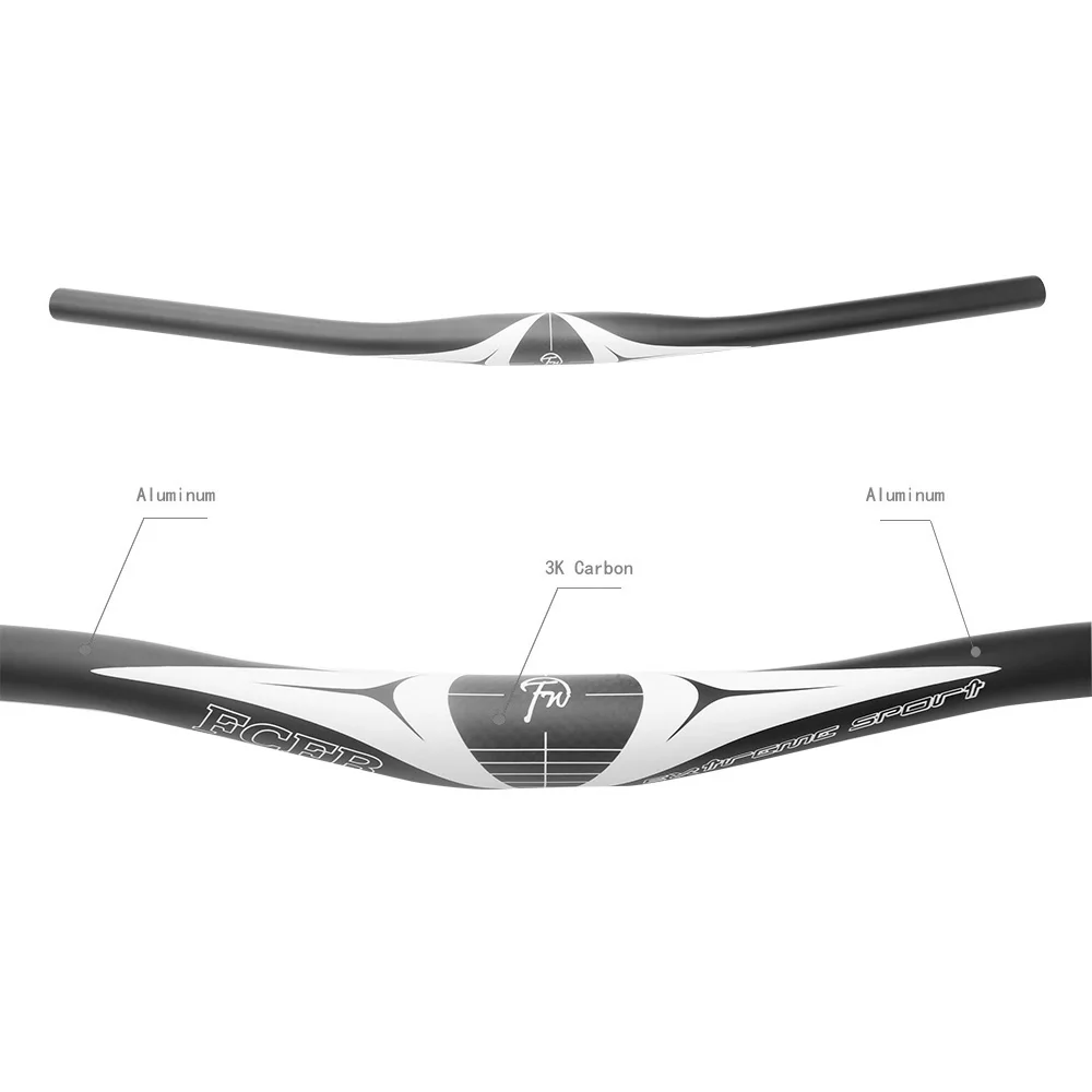 FCFB Aluminum carbon MTB Handlebar Extreme sports car handle mountain bike Flat rise bar 31.8