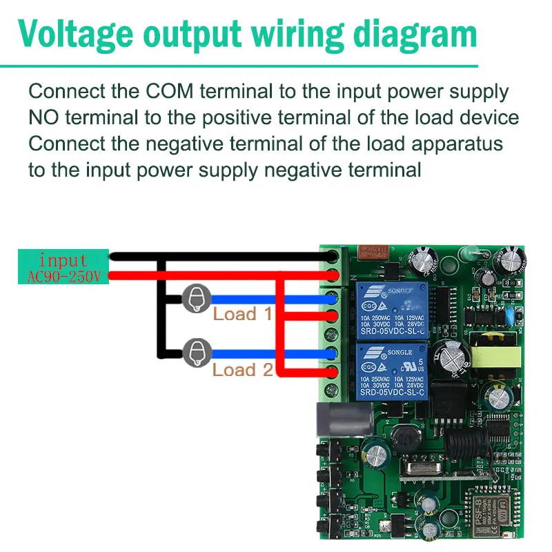 2 банды Wifi переключатель 7-36V 90 V-250 V 433 MHz 10A реле DIY умный дом модули беспроводной приемник работает с Alexa