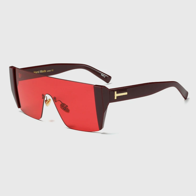 Модные женские солнцезащитные очки в квадратном стиле, оригинальные, брендовые, дизайнерские, ss246 - Цвет линз: C8 RED LENS