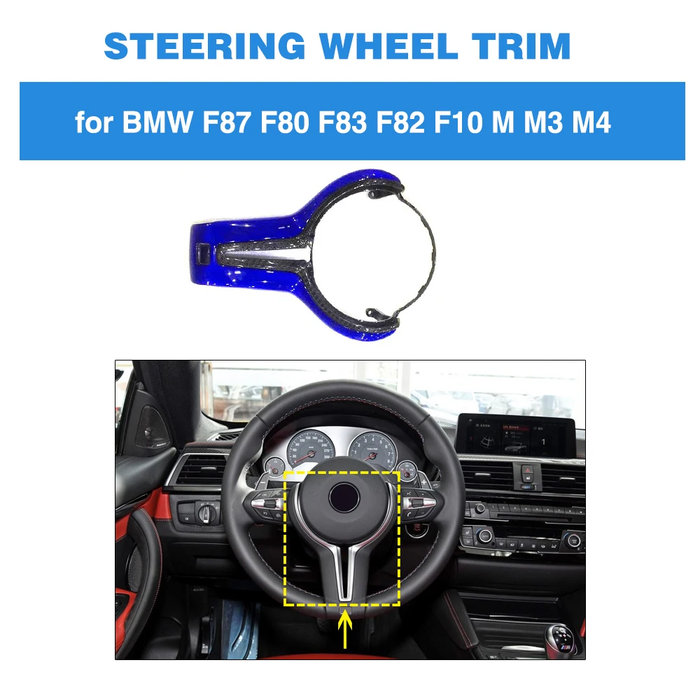 

For BMW F90 M5 M2 F87 M3 F80 M4 F82 M6 F06 F12 F13 X5M F85 X6M F86 Carbon Fiber Steering Wheel Trim Cover Decoration