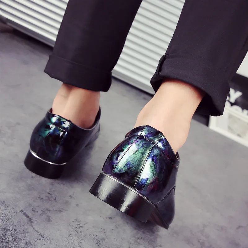 fashion camouflage men patent leather shoes mixed colors italian dress male footwear print flower wedding oxford shoes for men (39)