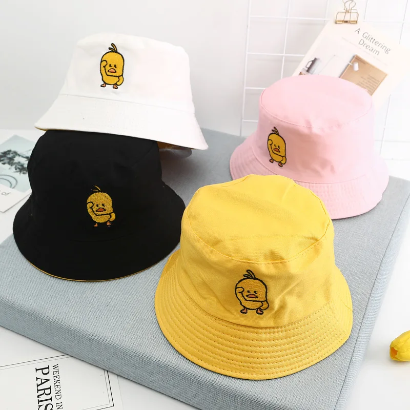

Cartoon baby boy girl fisherman hat basin cap baby double-sided wearing embroidery summer outdoor leisure caps kids bucket hat