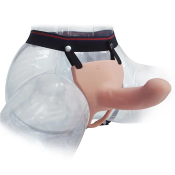 10 Speed Remote Control Hollow Strapon Dildo Vibrator for Men Big Silicone Male Penis Extension Strap on Dildo with Harness 2019 3