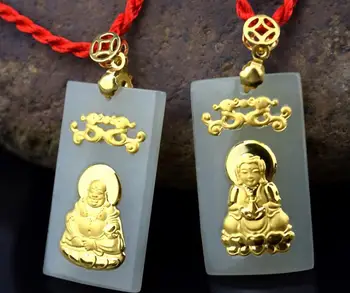 

Golden Inlay and Tianyu Guanyin Buddha PendantH19#