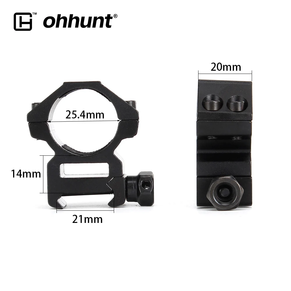 

ohhunt 2PCs Tactical 1 inch 25.4mm Scope Rings Picatinny Weaver Rail Mount Medium Profile Hunting Riflescope Rings for Rifle