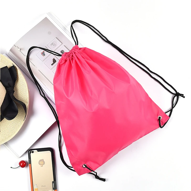 BalleenShiny нейлоновый шнурок сумки для хранения красочные утолщенные водонепроницаемые вещевой мешок для путешествий Спортивные сумки Sundries Neaten мешочек для хранения - Цвет: Rose red