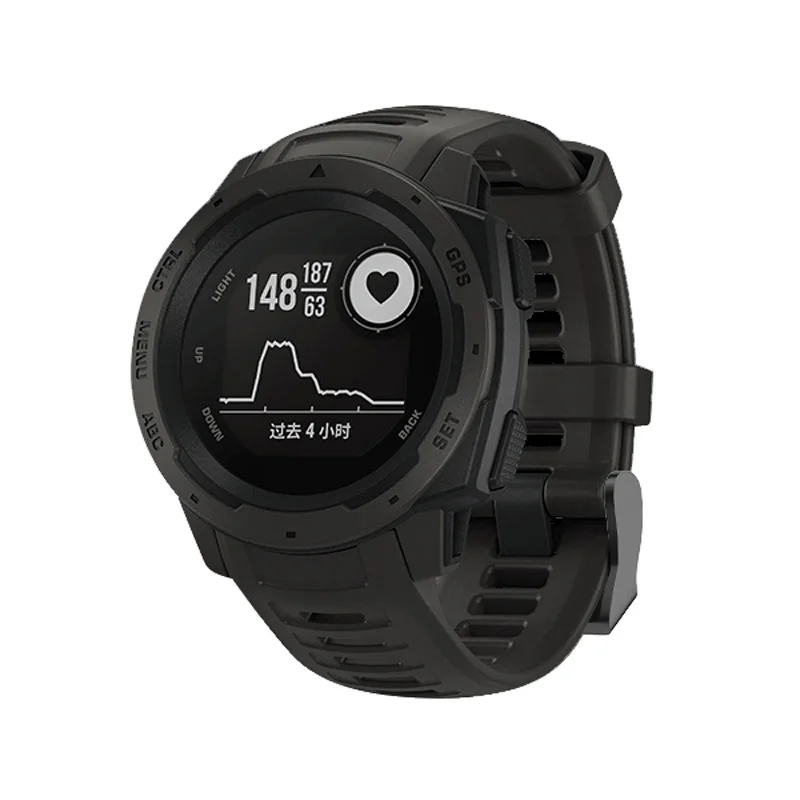 Черный 22 мм спортивные часы силиконовый браслет ремешок для Garmin Instinct WIF66 - Цвет: Черный