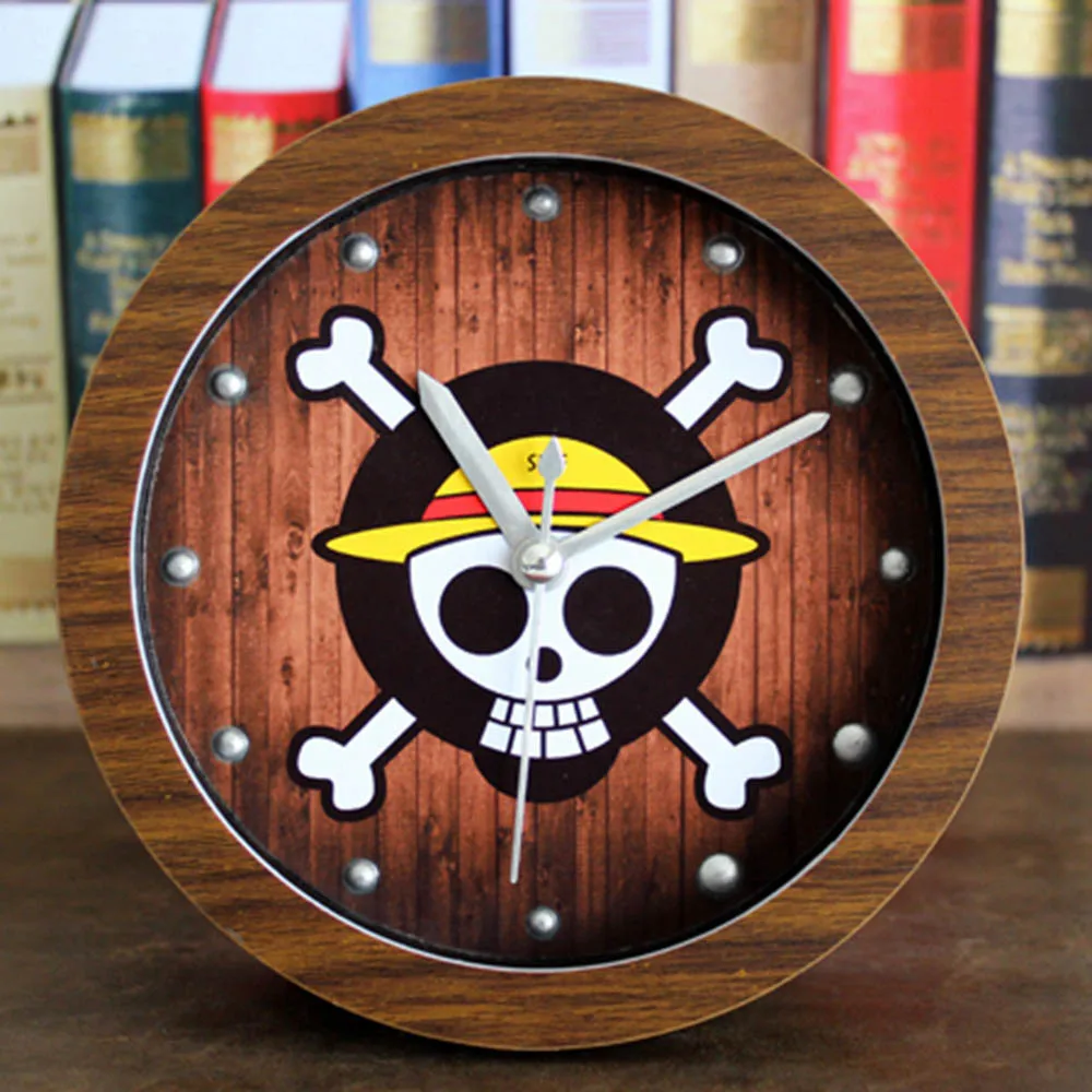 Retro Style Faux Wood Skull Alarm Clock Home Mini Minimalist Desktop
