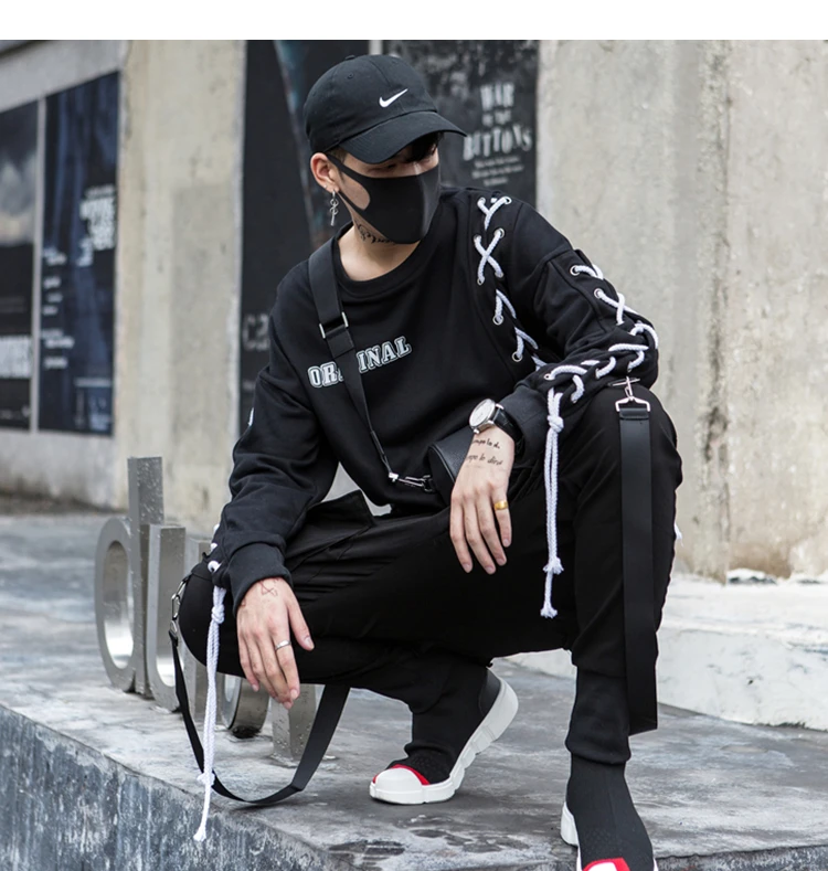 Новинка 2019 года Летний стиль для мужчин бегунов мотобрюки хип хоп Уличная боковая молния карманы ленты пот брюки для девочек узкие брюки