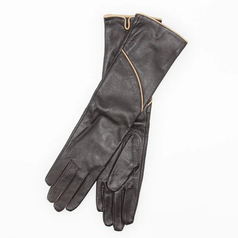 Осень зима новые перчатки женские длинные модные теплые перчатки из козьей кожи кожаные перчатки мужские зимние перчатки Handschoenen - Цвет: yellow