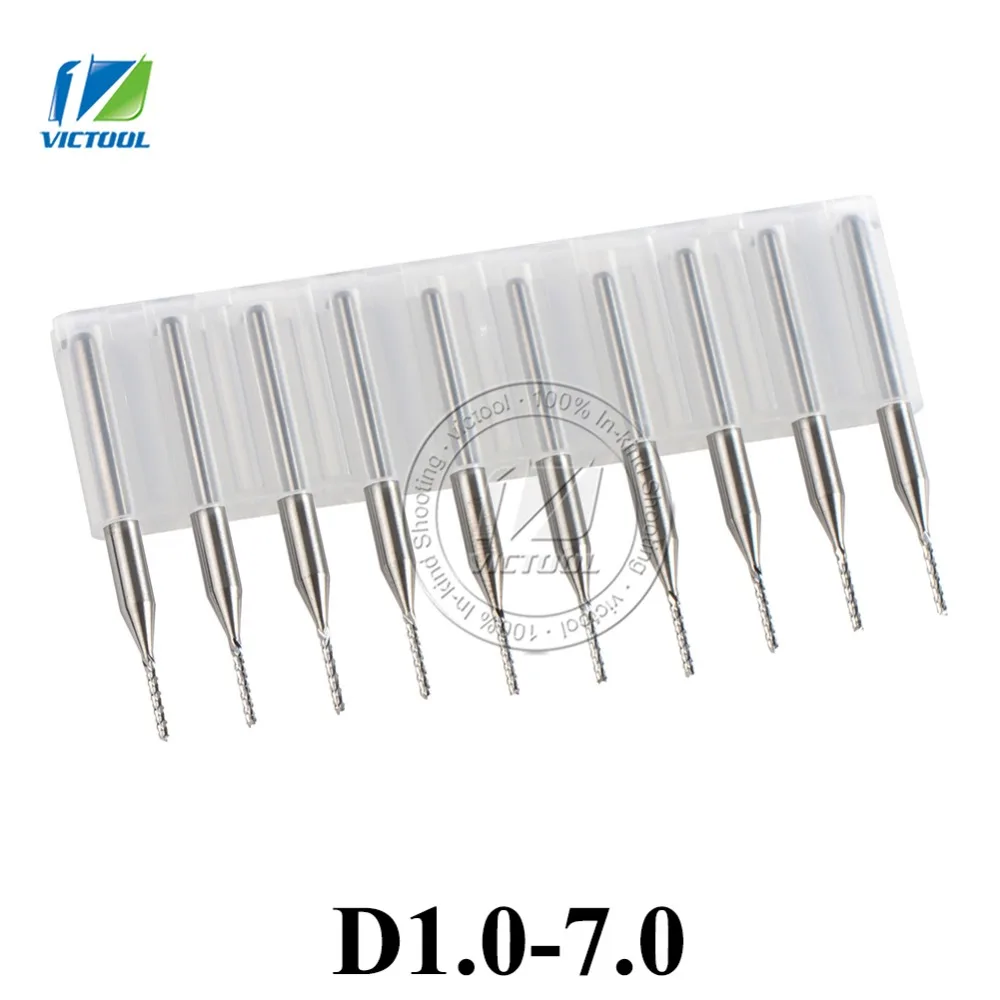 

10pcs Solid Carbide End Milling Cutter Bits Set D1.0-7.0MM Cutting Length 7.0mm PCB End Mills Free Shipping CNC Cutting Tools
