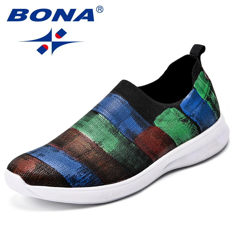 

BONA New Arrival Popular Style Men Sneakers Slip-On Stretch Fabric Men Casual Shoes Outdoor Breathable Men Leisure Shoes Light