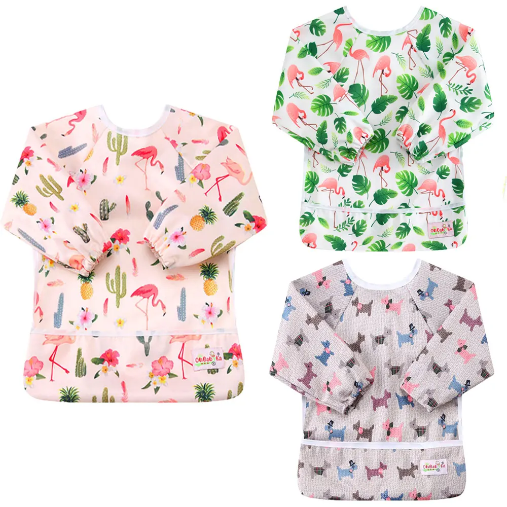 

Newborn Baby Feeding Bib Waterproof Lovely Cute Baby Slabbers Baby Eating and Feeding Fashion Baby Bib Long Sleeve