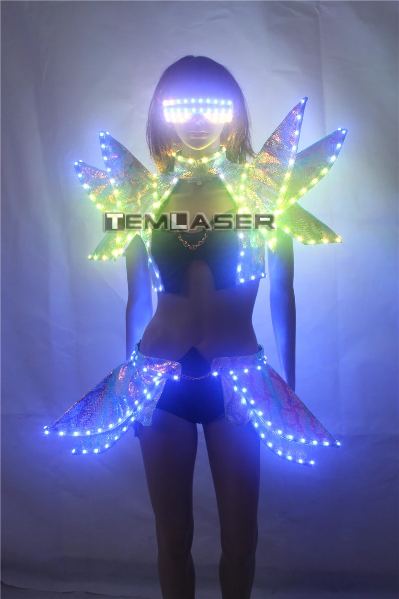 Полный цвет светодиодные костюмы цветной светильник RGB Женская юбка DJ Бар носит