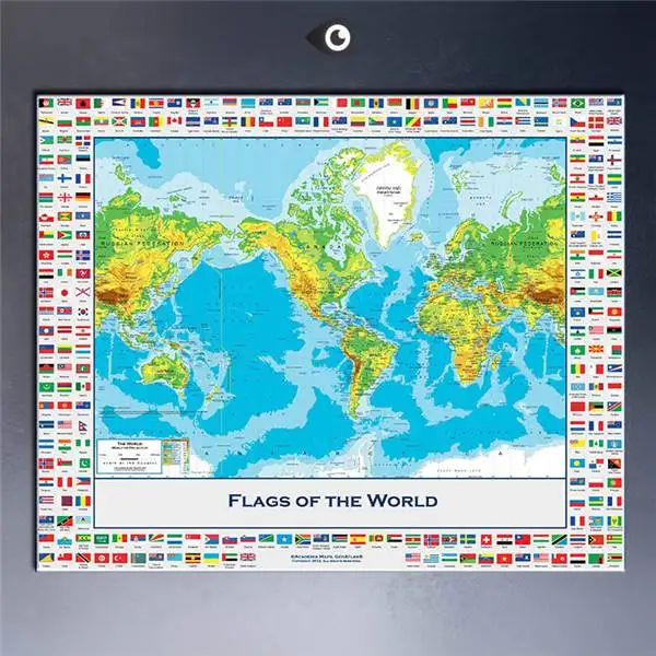 

Free Shipment Large Map Of The World Poster 61x81cm]With Country Flags Wall Chart Political Art Picture Paint On Canvas Prints