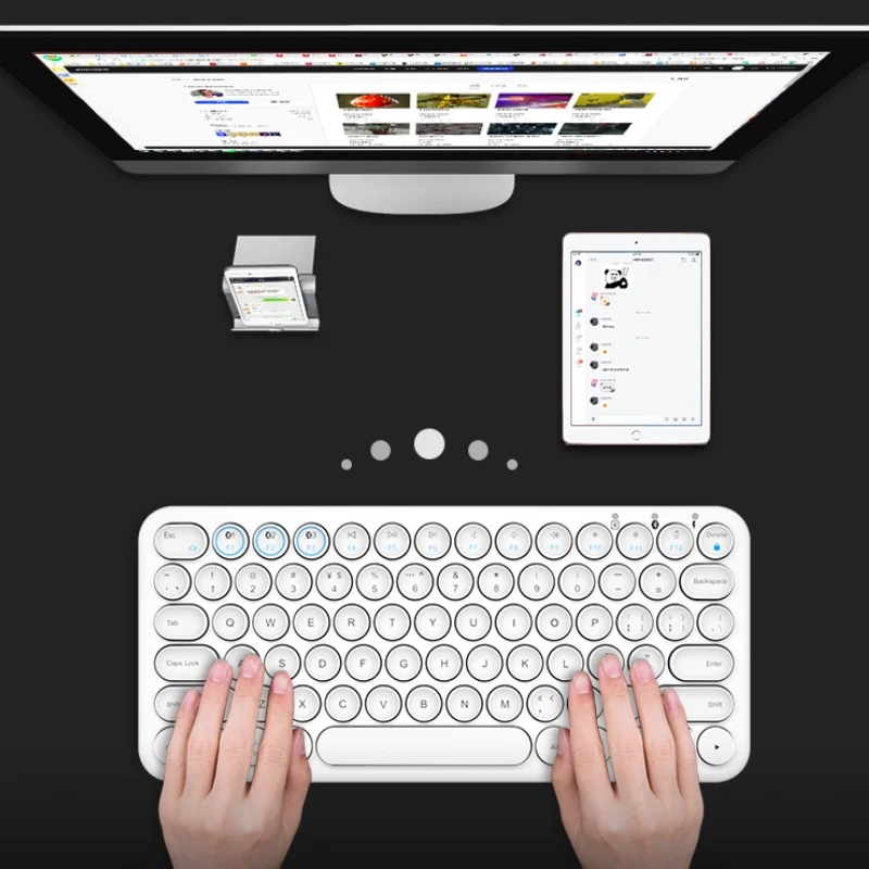 Уникальная Мини Портативная Беспроводная Bluetooth клавиатура для iPhone мобильный телефон планшет айпад Ноутбук Настольная кнопка выключения звука клавиатура