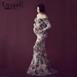 Envsoll Элегантное Длинное платье с цветочным рисунком для фотосессии Макси Средства ухода за кожей для будущих мам Платья для женщин