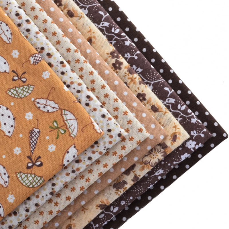 Тонкая хлопковая ткань для лоскутного шитья, шитья Тильда, скрапбукинга, 50*50 см, 7 видов конструкций, смешанный кофейный цвет