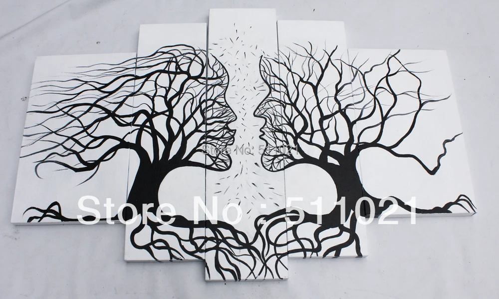 black and white tree