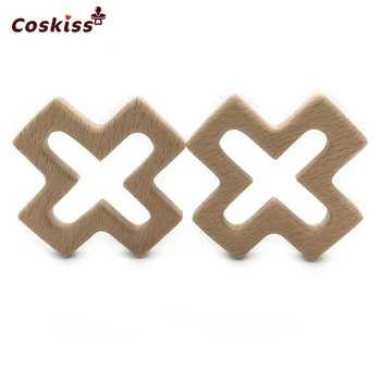 

50pcs DIY Wooden Personalized Pendent Organic Beech Wooden Cross Natural Handmade Baby Wooden Teether For Baby Teething Nursing