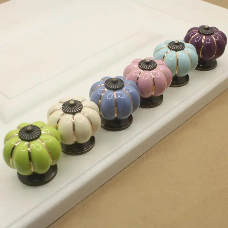 

FAST SHIPPING Diameter 40MM Special colored Pumpkin Ceramic Knobs Cabinets Cupboard Handles and Pulls Door Hardware
