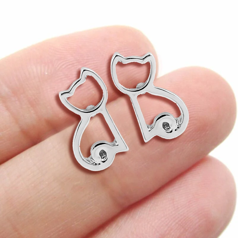 

Jisensp Cute Animal Cat Earrings Small Statement Stud Earring for Girls Party Gift Geometric Minimalist Women Jewelry pendientes