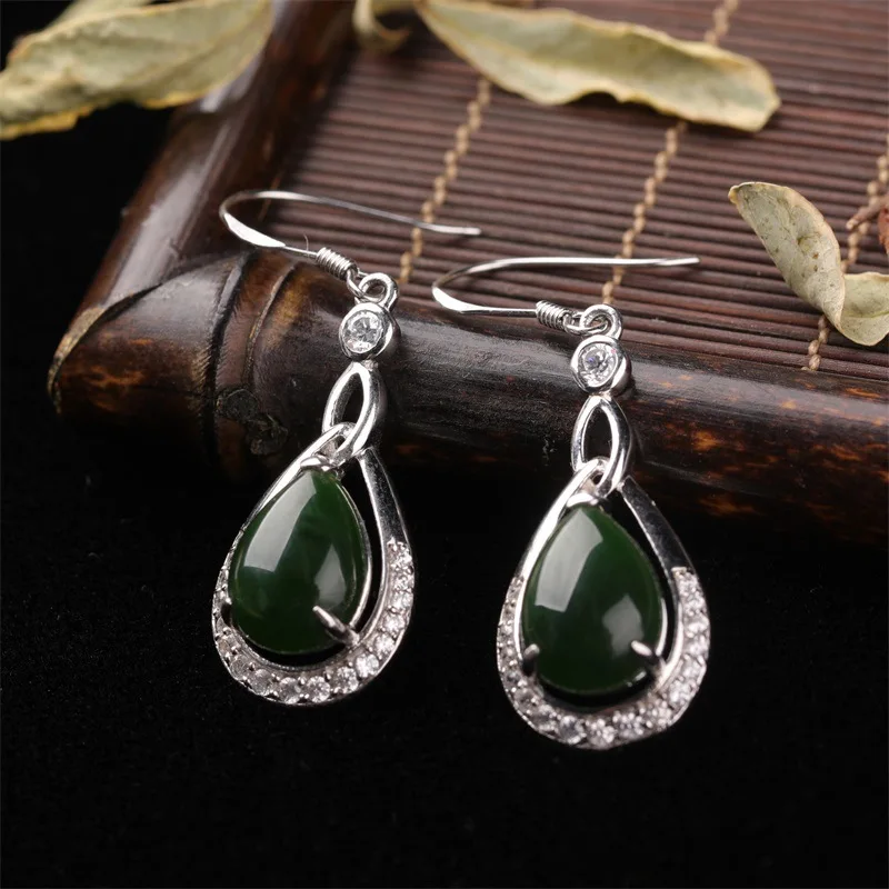 

2019 Real Promotion Water Drop Brinco Certificate Of Hetian Jade Ears With Water Droplets Natural Pendant Spinach Old