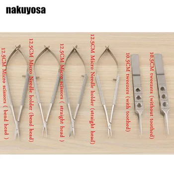 

6pcs/set 12.5cm scissors+Needle holders +tweezers stainless steel surgical instruments ophthalmic microsurgical instruments
