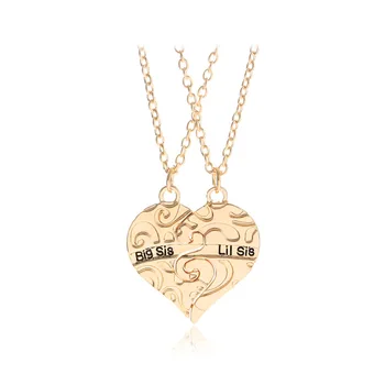 

Euro-American Popular Best Sister Necklace BIG SIS LITTLE SIS Best Friendship Loving Heart Pendants Wholesale 20sets/lot