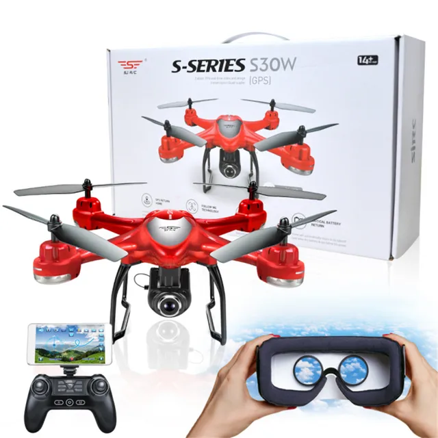 Cheap S-SERIES S30W Double GPS Dynamic Follow WIFI FPV With 720P Wide Angle Camera RC Drone Quadcopter Racing VS MJX Bugs6