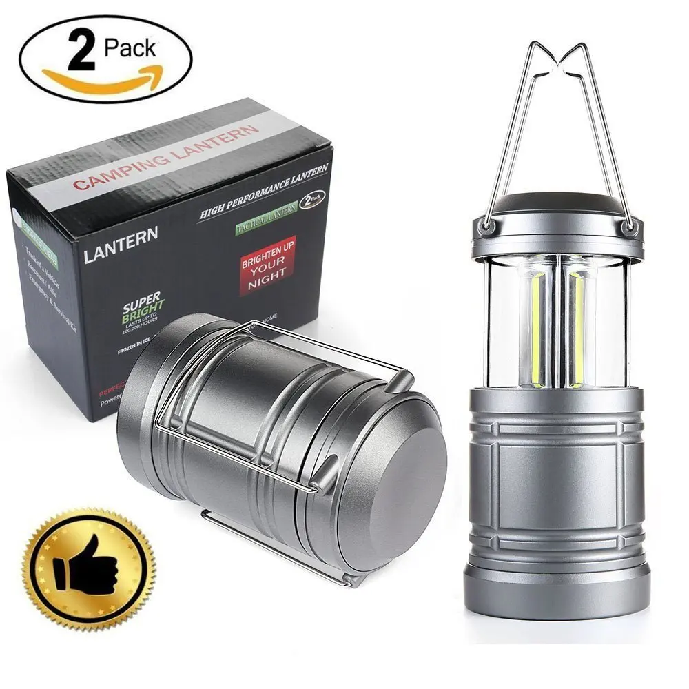 

Boehner 2pc 3COB Camping Tent Lantern Ultra Bright Portable with Collapsible Magnetic Base Hanging Tent Flashlight 3xAA Battery