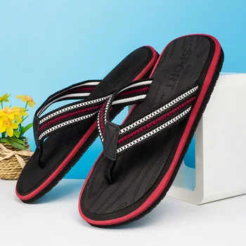 

Men Slippers Beach Shoes Men Flip Flops 2019 Summer Flat Heels Male Slides Luxury Plus Size 258