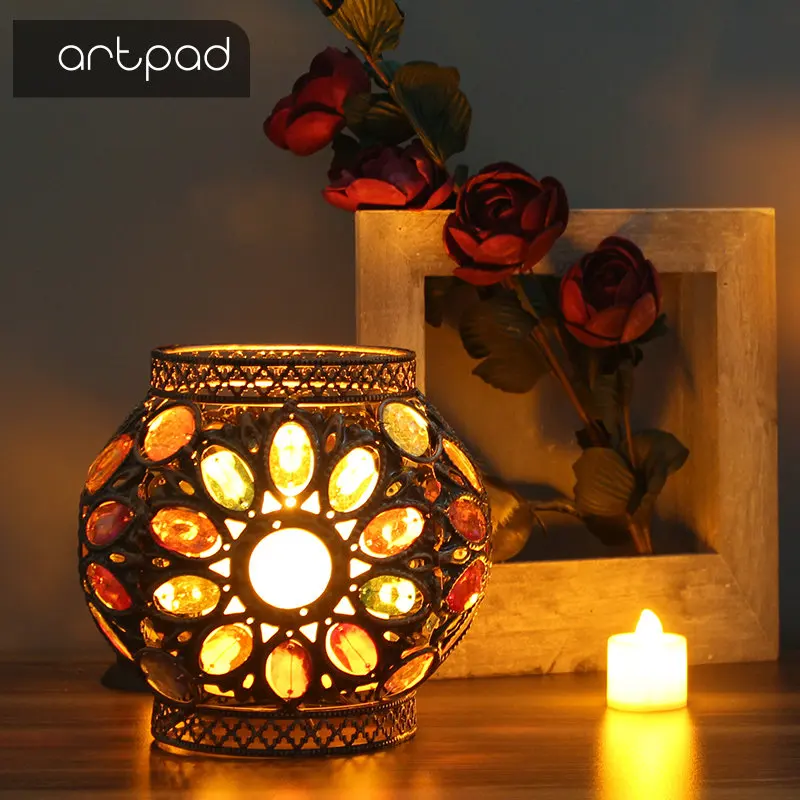 

Artpad Nordic Retro Handwork Tabletop Metal Candle Holder Restaurant Coffee Shop New House Wedding Decoration Candlestick