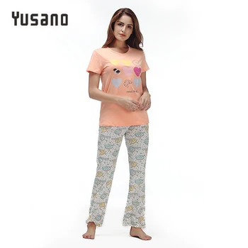 

Yusano Pajamas Sets for Women Cotton Pyjamas Summer Floral Print Sleepwear Casual Womens Homewear Pijama Mujer