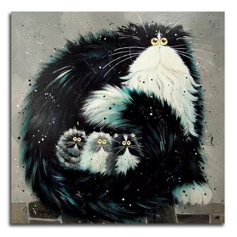 

Black And White Cat Diamond Painting Cross-Stitch Cartoon Canvas For Embroidery Cute Kitten Foamiran Modular Pictures Mosaic Kit